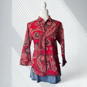 Vintage y2k red paisley button up